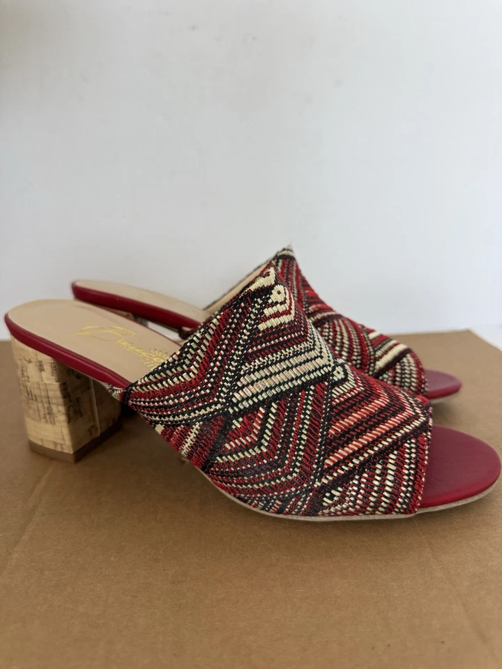 BEAACON womens sandals shoe size 9 m red multi color mule 2.5 in block heel NEW - Image 3 of 4