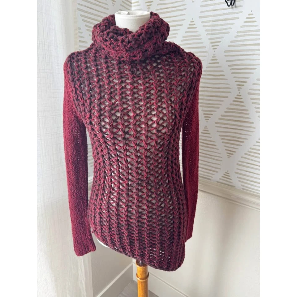 Suéter de lana italiano tejido abierto rojo Helmut Lang para mujer talla P XS Foto 2 de 4