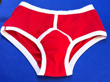 Men’s RED RIBBED Y Front Briefs 100% Cotton Quality Retro Vintage Style