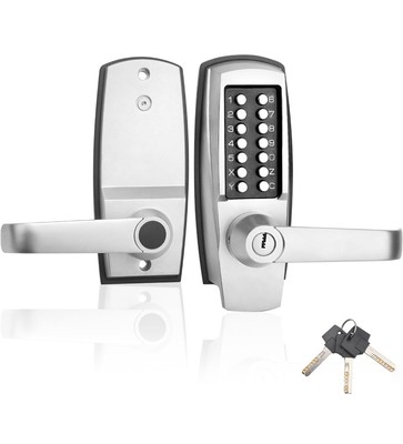 Mechanical Door Lock, Push Button Lever, Keyless Entry, Commercial & Residential