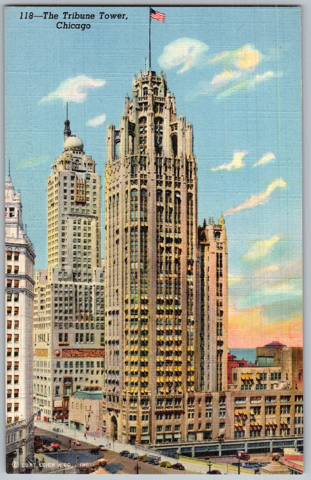 Vtg Postcard Tribune Tower Building Chicago, IL 1930s