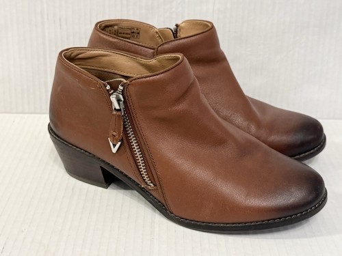 Vionic Jolene size 7 zip ankle bootie brown excellent Comfort