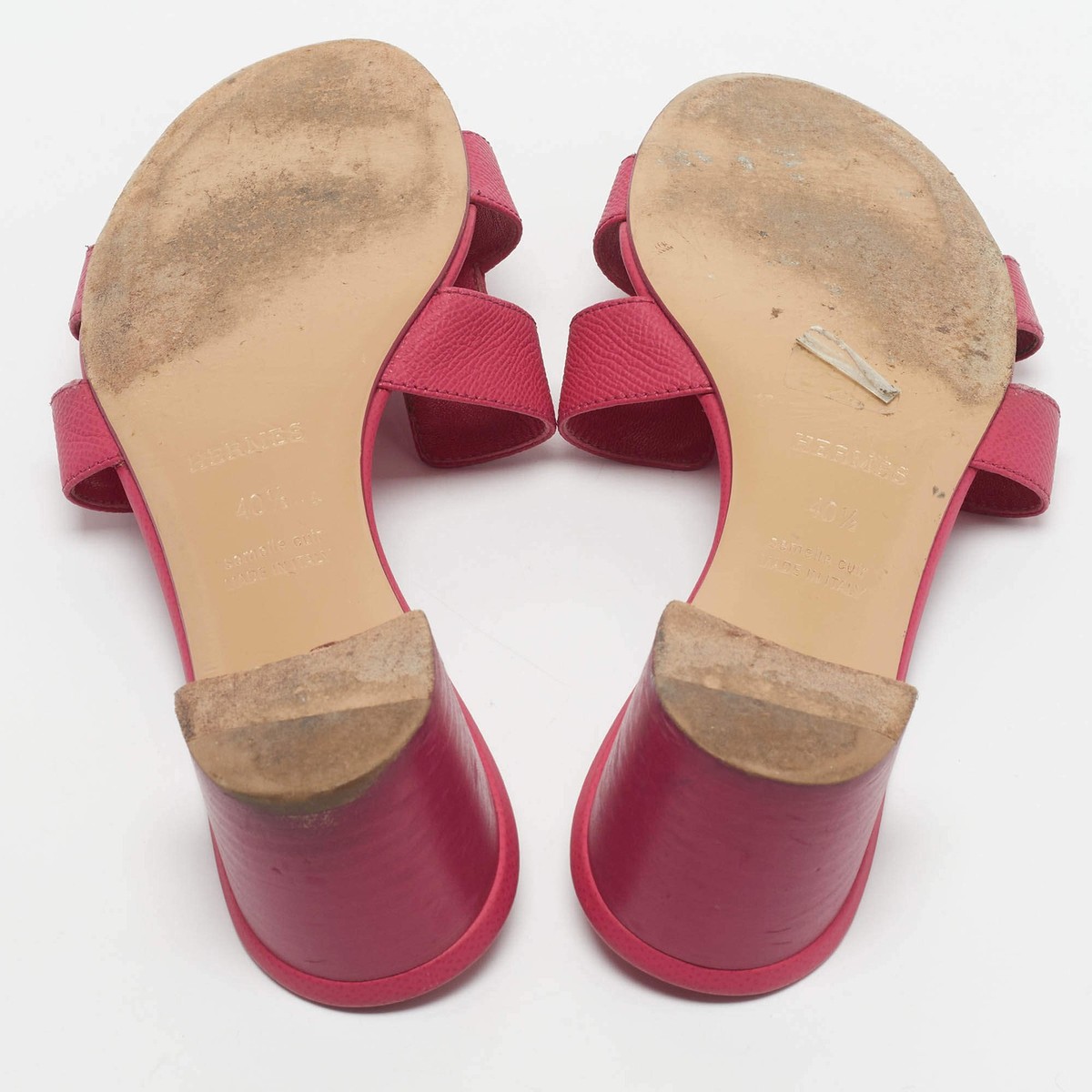Hermes Oasis Size 40.5 Pink Leather Slide Sandals | eBay