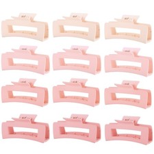 12 Pcs Pink Large Square Hair Claw Clips for Women, 4.3-Inch Matte Rectangle ...
