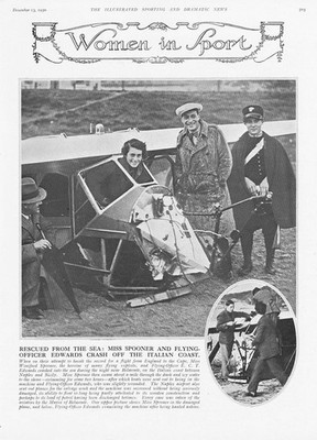 AVIATION Miss Spooner & Flight Officer Edwards Crash of Italy Vintage Print 1930