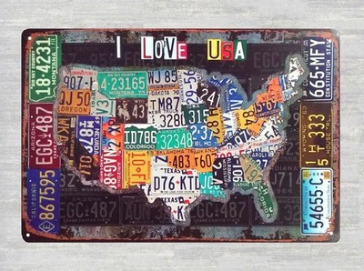 American map car license plates tin metal sign garage metal wall decor
