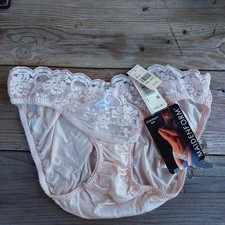 Sz 7 Vintage Maidenform Chantilly 40248 Sheer Lace Beige Bikini Panty