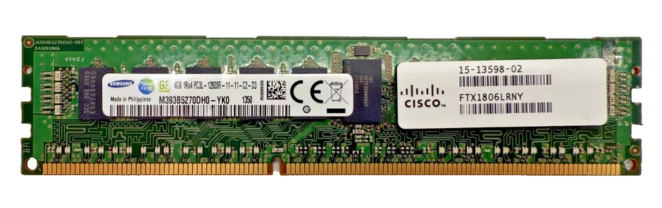 Lot of 8x CISCO 4GB 1RX4 PC3L-12800R 15-13598-02 (4x Samsung & 4x Micron) RAM - Image 3 of 4