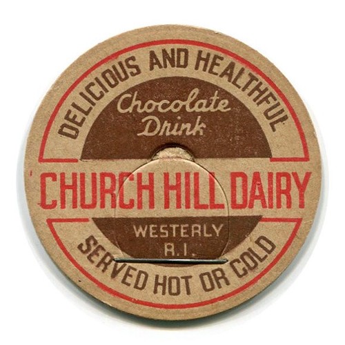 Church Hill Dairy Westerly RI Milk Bottle Cap Washington County Rhode Island