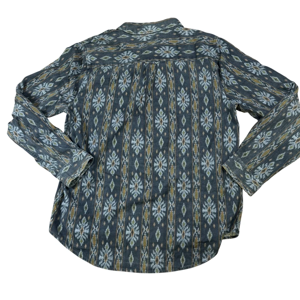 Camisa de algodón vintage remasterizada manga larga con botones estampado Ikat azteca XXL Foto 4 de 4