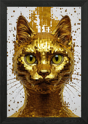 Goldene Katze gerahmtes Wandbild Poster Leinwanddruck Bild