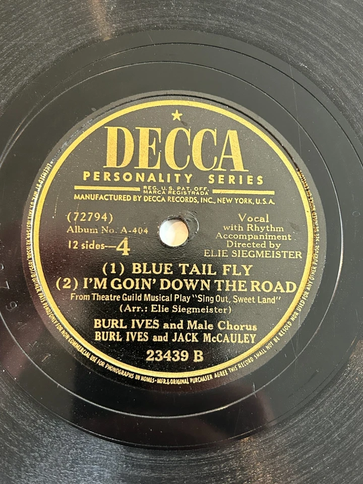 Burl Ives Big Rock Candy Mountain / Blue Tail Fly Down the Road - Decca 78 - Image 2 of 2