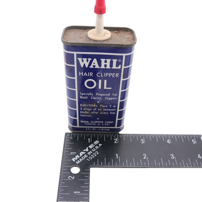 Vintage Wahl Hair Clipper Oil 4oz Metal Can w/ Spout Barber Shop 1/2 Full
