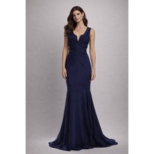 Rene Ruiz Blue Cowl Neck Sleeveless Evening Gown XL US 14 NWT 1320