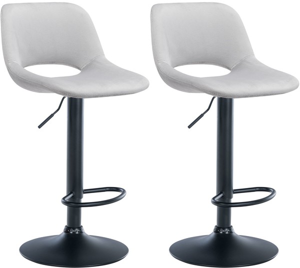 2Er Set Barhocker Camden Samt Schwarz Hellgrau-image