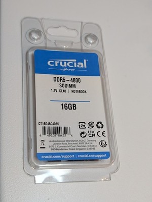 Crucial DDR5-4800 16GB 8GB×2 Crucial 16GB DDR5 4800 MHz SO-DIMM Memory (CT16G48C40S5) for sale
