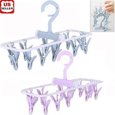 Folding Clothes Hangers W/ Clips 360  Rotatable Drying Rack 2 Pack Portable New
