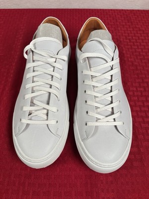 New Beckett Simonon Mens Light Gray Leather Low Top Casual Sneakers Size 8.5
