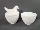 Vintage Avon White Milk Glass Trinket Box Hen On Nest Candy Dish With Lid *Lot*