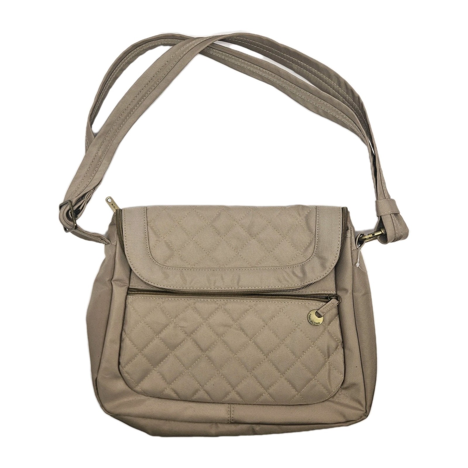 TRAVELON CLASSIC Crossbody/Shoulder Bag 42916 ANTI-THEFT BAG  QUILTED BEIGE NEW