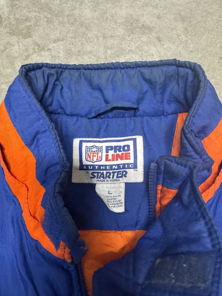 Chaqueta de Colección Denver Broncos Azul Naranja Starter Pro Line NFL Puffer Cremallera Años 90 L Foto 4 de 4
