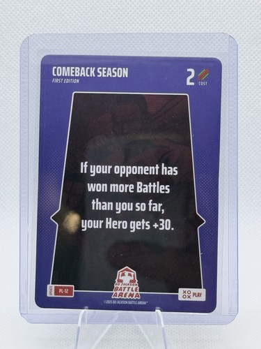 2025 Bo Jackson Battle Arena Alpha Update Play Card PL-12 Comeback Season ~ SSP