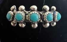Native American Navajo GTM Sterling Silver Turquoise Cluster Ring Sz 5.5 Signed
