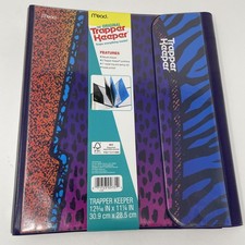 Vintage Mead Trapper Keeper 3 Ring Binder Animal Print Purple School Notebook
