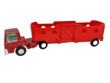 Vintage 1970 TootsieToy Diecast Red Truck with Horse Trailer Made in USA