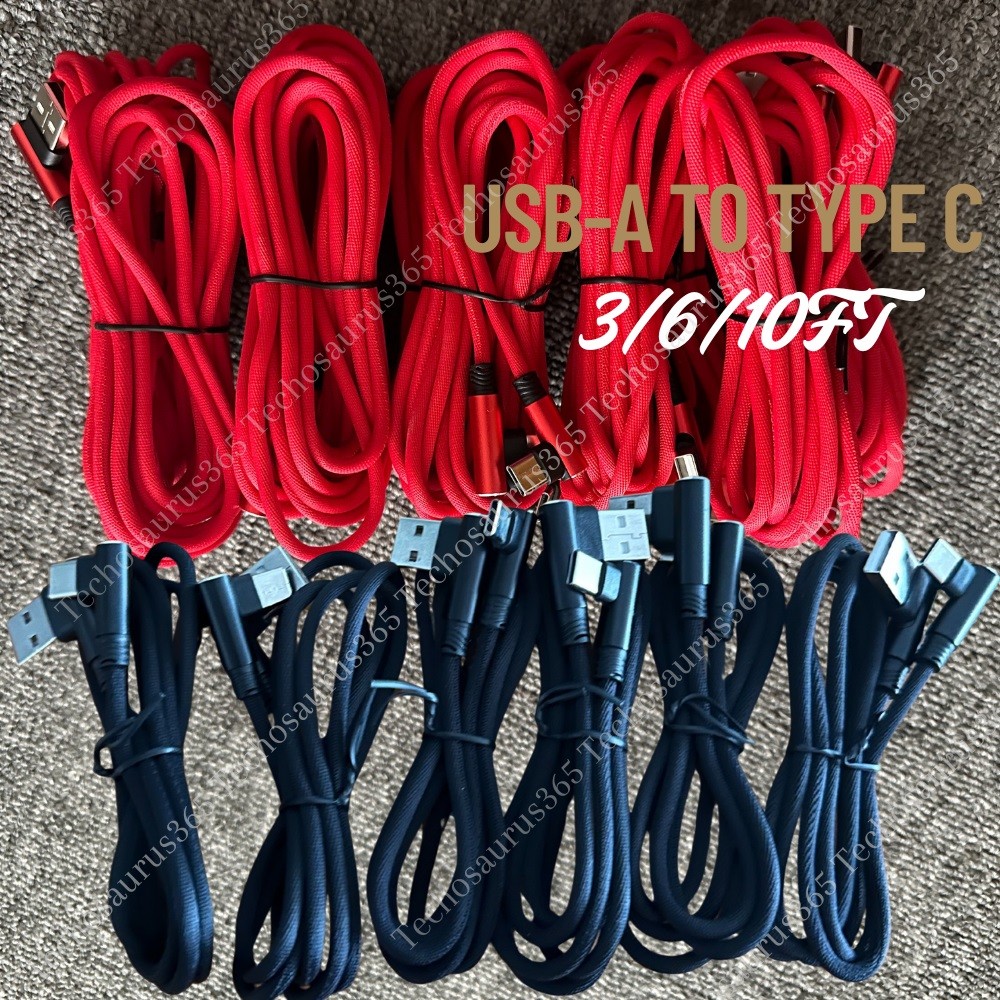 90 Degree Fast Charge USB-C to USB-A Cable Type C Charger Cord L Quick Charging