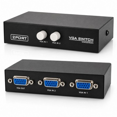 I07C USB 2.0 VGA KVM Switch 2 In 1, Umschalter für PC, Laptop, Beamer, 1920x1440