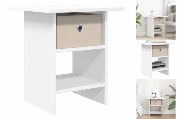 Nachttisch Nachtschrank Nachtkommode Mit Schubladen Weiß 41X40X45 Cm Holzwerksto-image