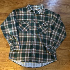 Vintage The Mens Store At Sears Flannel Flannel Men's XL Green Plaid Made In USA