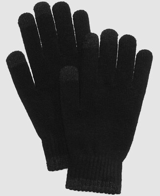 $84 Alfani Men Black Gray Knit Touch Screen Athletic Warm Winter Gloves One Size