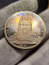 Sachsen, Friedrich August III., 3 Mark 1913 E, Völkerschlacht Ploierte Platte