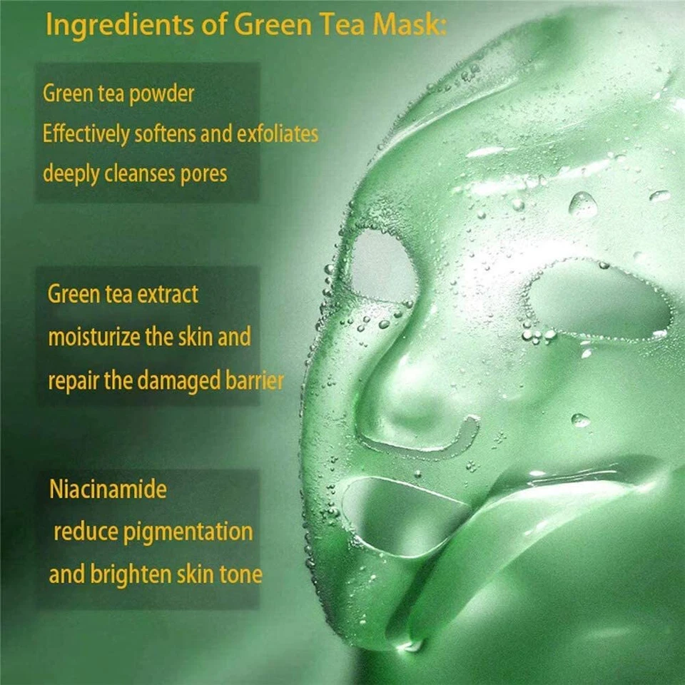Máscara de té verde 3 piezas en barra aceite de limpieza facial control de espinillas para el acné limpieza profunda Foto 4 de 4