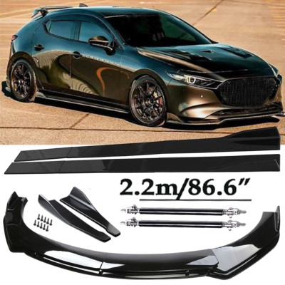 Front Bumper Lip Spoiler Side Skirts Rear Lip Glossy Black For Mazda3 Mazdaspeed
