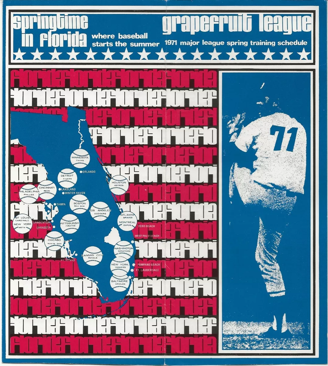 1971 Florida Grapefruit League Spring Training Schedule Red Sox Yankees  Dodgers