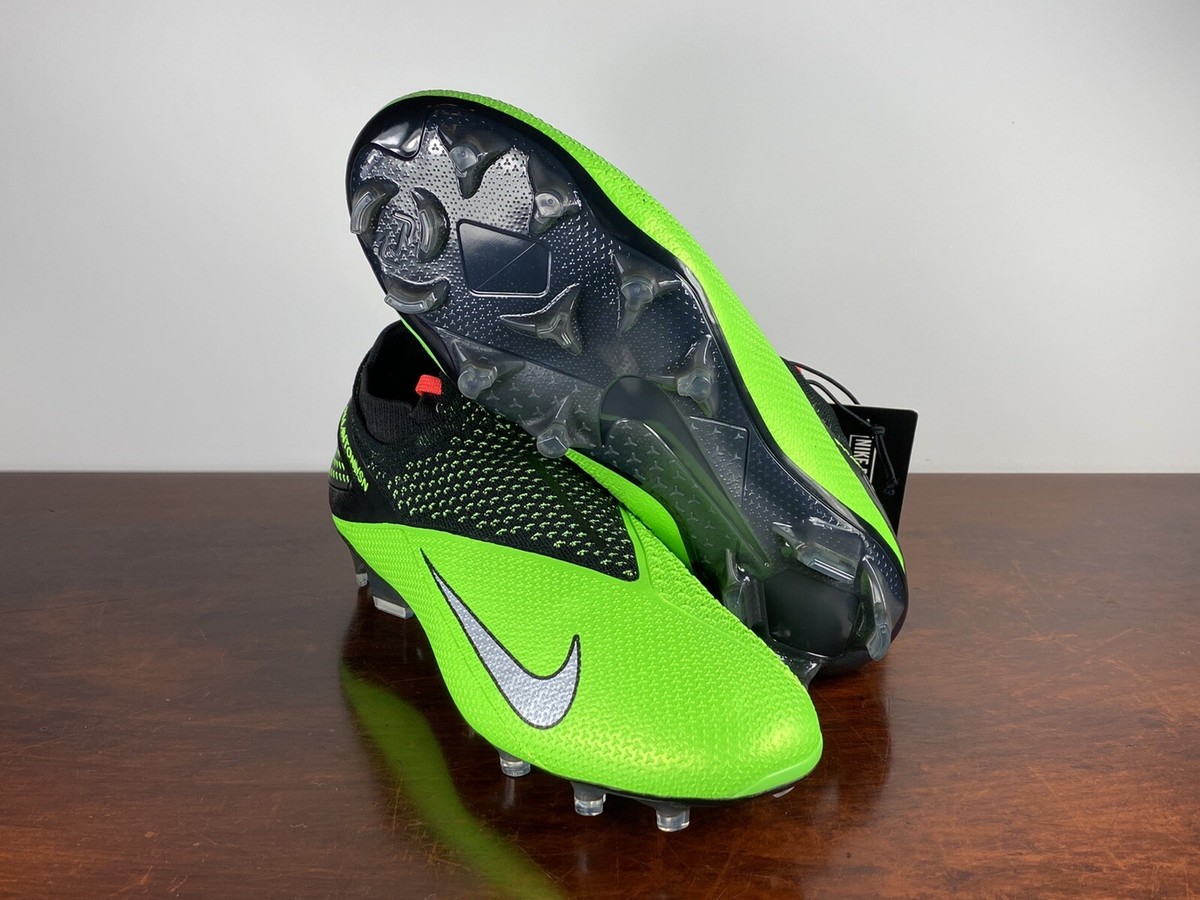 Men's Nike Phantom VSN 2 Elite DF FG Black/Green Soccer Men's Nike Phantom VSN 2 Elite DF FG Black/Green Soccer