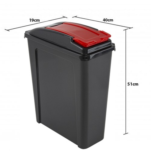 25L Plastic Recycle Slimline Bin with Lids Waste Dustbin Garden, Assorted Colour - Picture 9 of 26