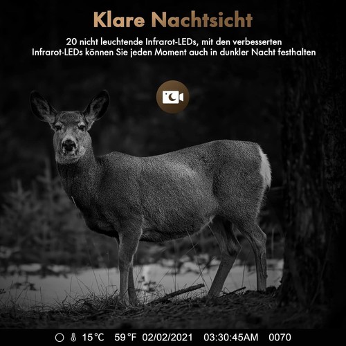 Campark UHD 4K Solar Wildkamera 48MP Jagdkamera Nachtsicht Überwachungskamera - Bild 8 von 11