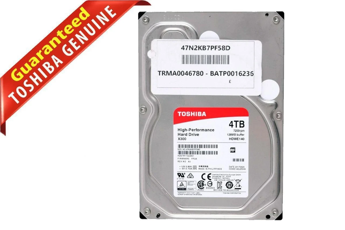 Toshiba N300 NAS 4TB 7200RPM 128MB SATA 6Gbs 3.5 HDD HDWQ140 HDEXR01GCA51