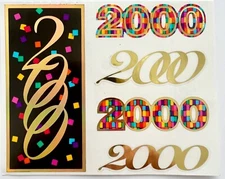 🌈 RARE Vintage Mrs Grossmans STICKERS by the yard Y2K YEAR 2000 gold foil mylar