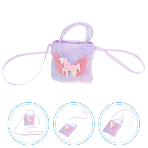  Peluche licorne dessin animé sac à bandoulière tissu tout-petit sac à main petite fille - Photo 1 sur 12