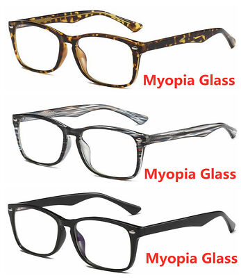 Unisex Retro Rivet Wood Strip Negative Nearsight Glass -1.0~-8.0 Presc