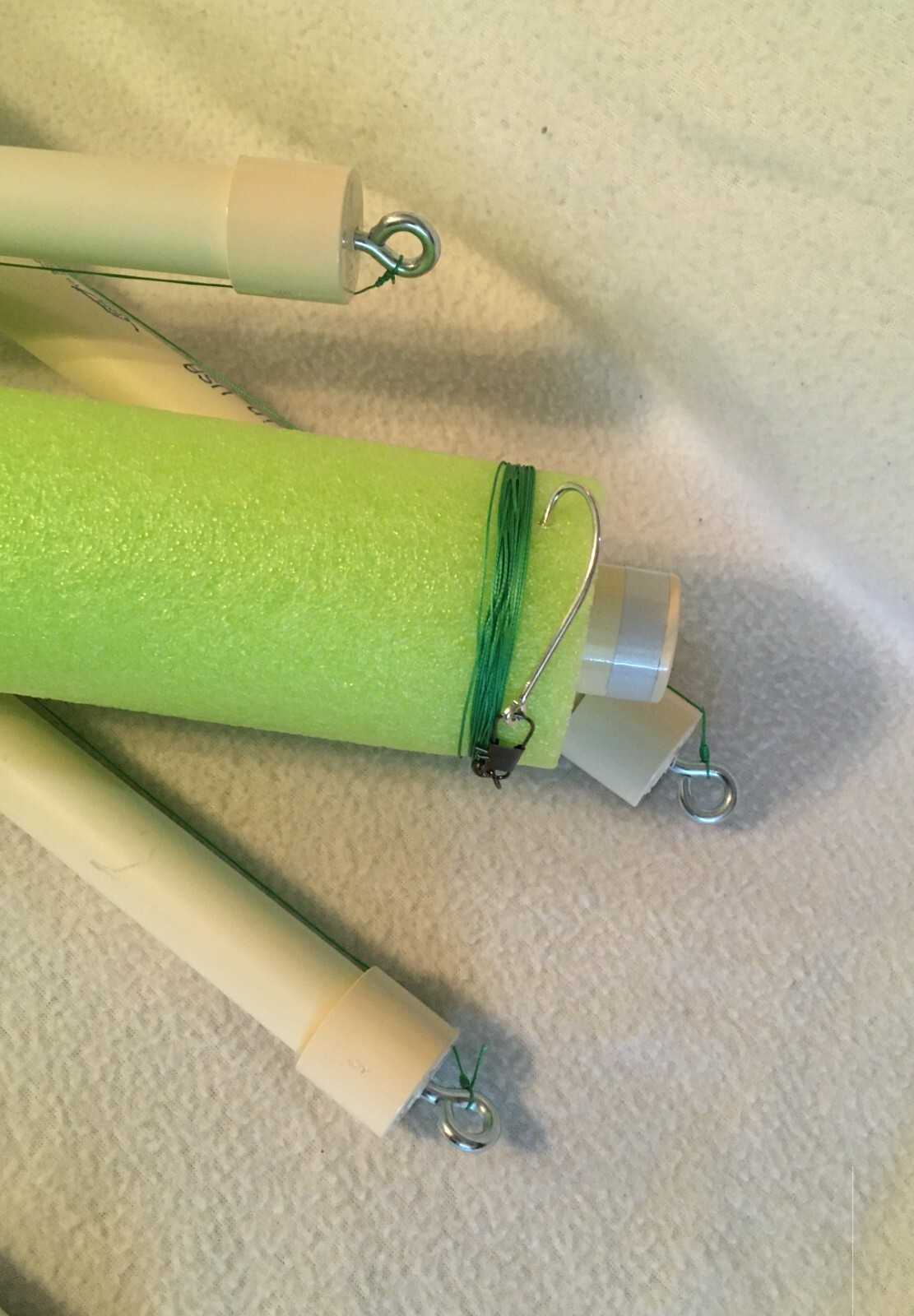 Cajun Catfish Noodle fishing Jugs Lime Green set of 6 Weighted 24” Long