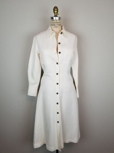 Massimo Dutti Ivory Shirtdress L/Sleeve Button Down * Made in Morocco * Size 2