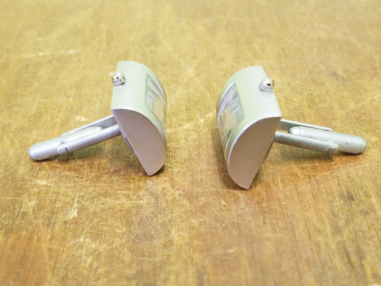 Jan Leslie Rectangular Watch Cufflinks Silver & B… - image 4