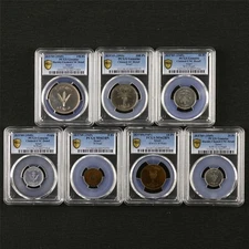 1949-1955 Israel 1-250 Pruta PCGS MS 62 BN / Genuine 7PCS
