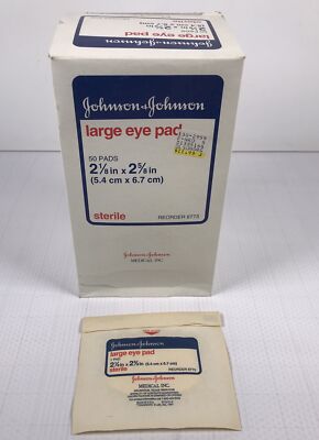 1990 *Sealed* Johnson&Johnson Small Eye Pad oval 50 Sterile 2 1/8  X 2 5/8  Inch